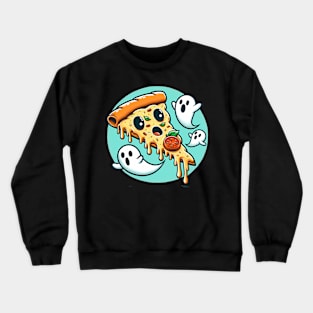 Funny Pizza Ghost Halloween Crewneck Sweatshirt